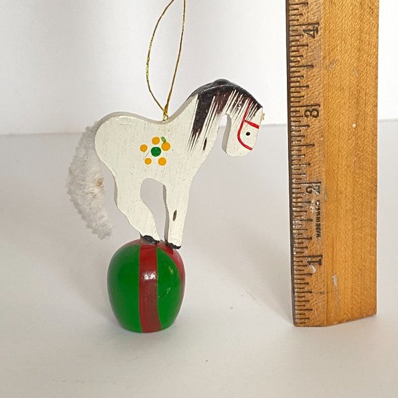 Retro Wood Christmas Ornaments Hand Painted Clown Horse Drummer Circus Set of 3 - Picture 11 of 12